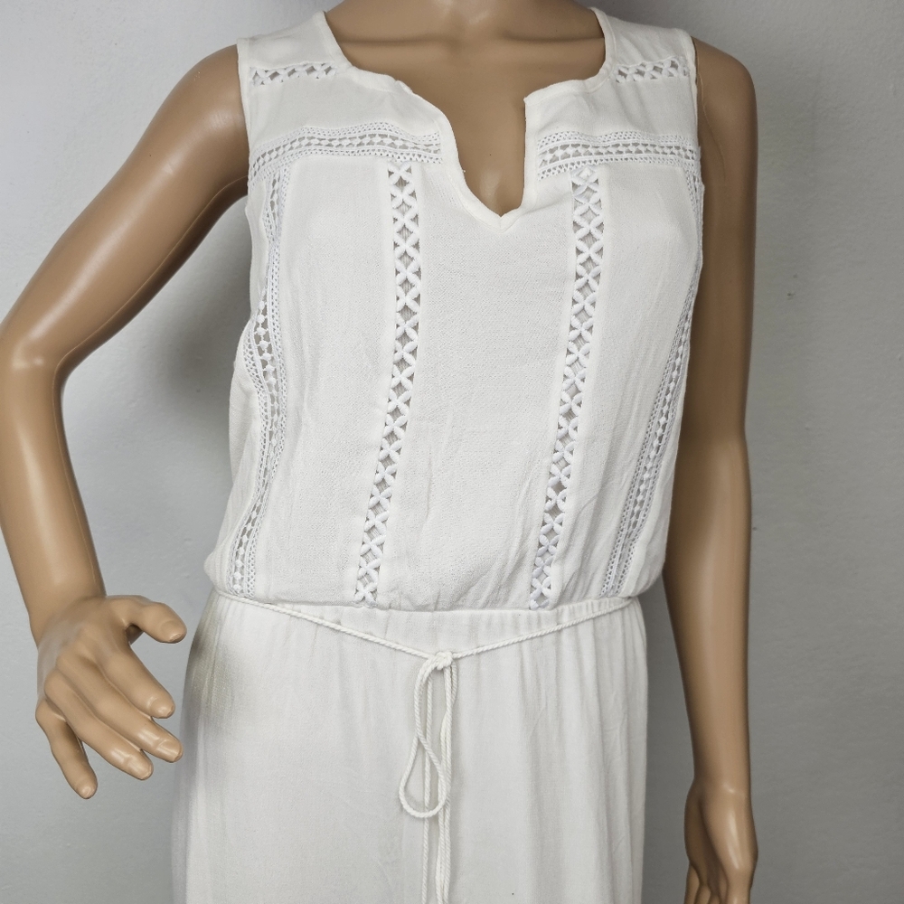 Candalite White Maxi Dress NEW Back Elastic Waist Belt Sz XL Fairy Wedding - Picture 2 of 11